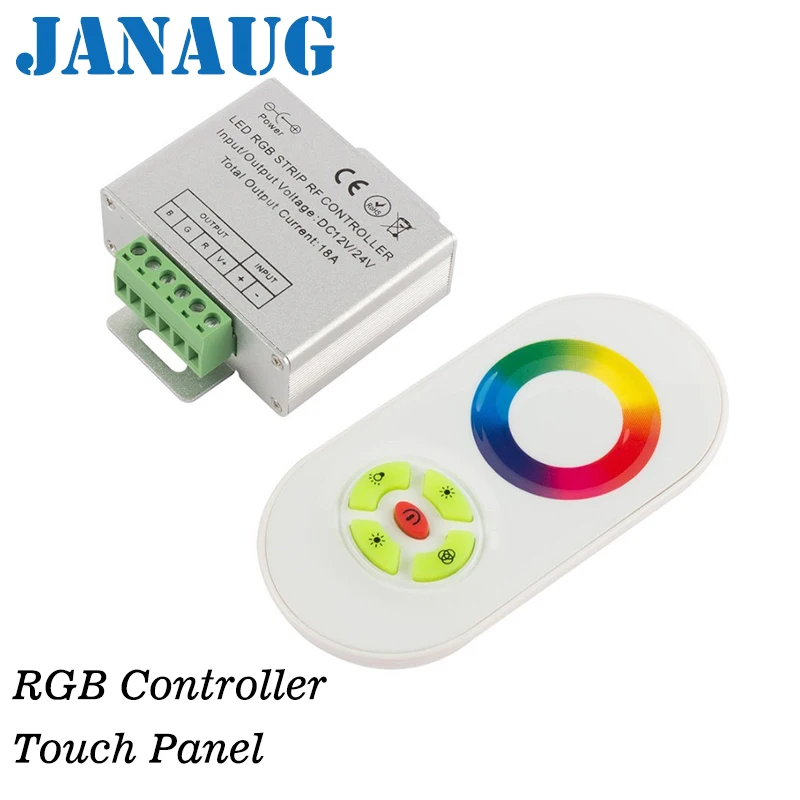 DC 12V-24V Wireless RF Touch Panel Dimmer RGB Remote Controller 18A Controlador RGB for 3528 5050 RGB LED Strip Light
DC 12V-24V Wireless RF Touch Panel Dimmer RGB Remote Controller 18A Controlador RGB for 3528 5050 RGB LED Strip Light