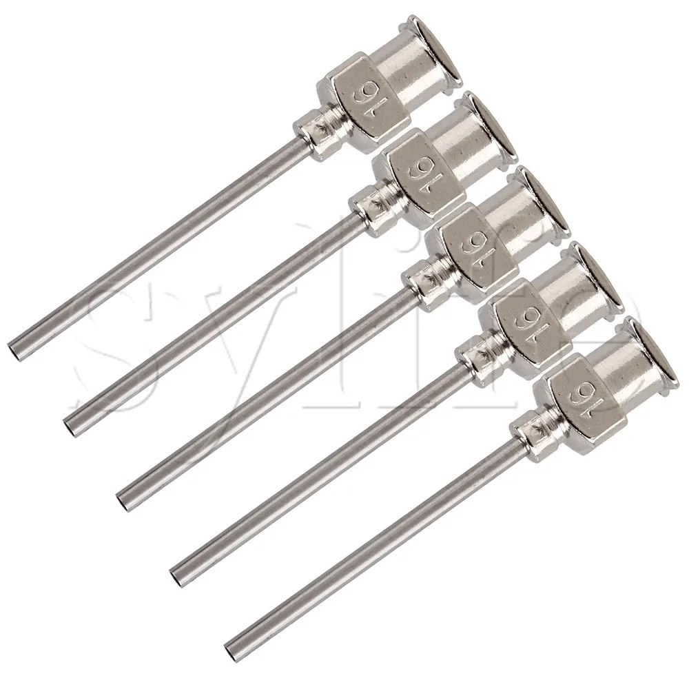 12x Silver 1" 16Gauge Stainless Steel Industrial Dispensing Blunt Tip Needle