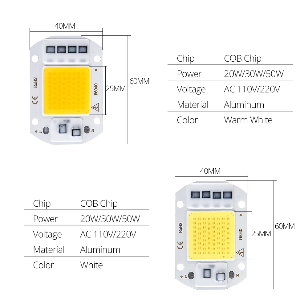 Светодиодная матрица высокой мощности для проекторов чип COB светодиодной лампы 50