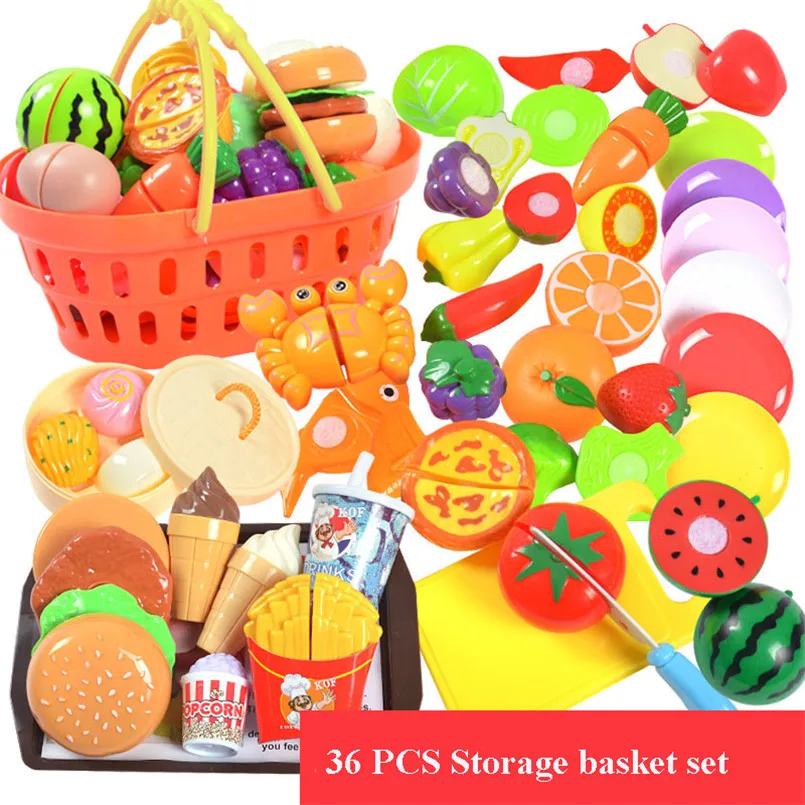 36PCS Plastic Kitchen Toy Shopping Basket Set Cutting Fruit Vegetable Food Pretend Play House Education Toys For Girl Kids
36PCS Plastic Kitchen Toy Shopping Basket Set Cutting Fruit Vegetable Food Pretend Play House Education Toys For Girl Kids