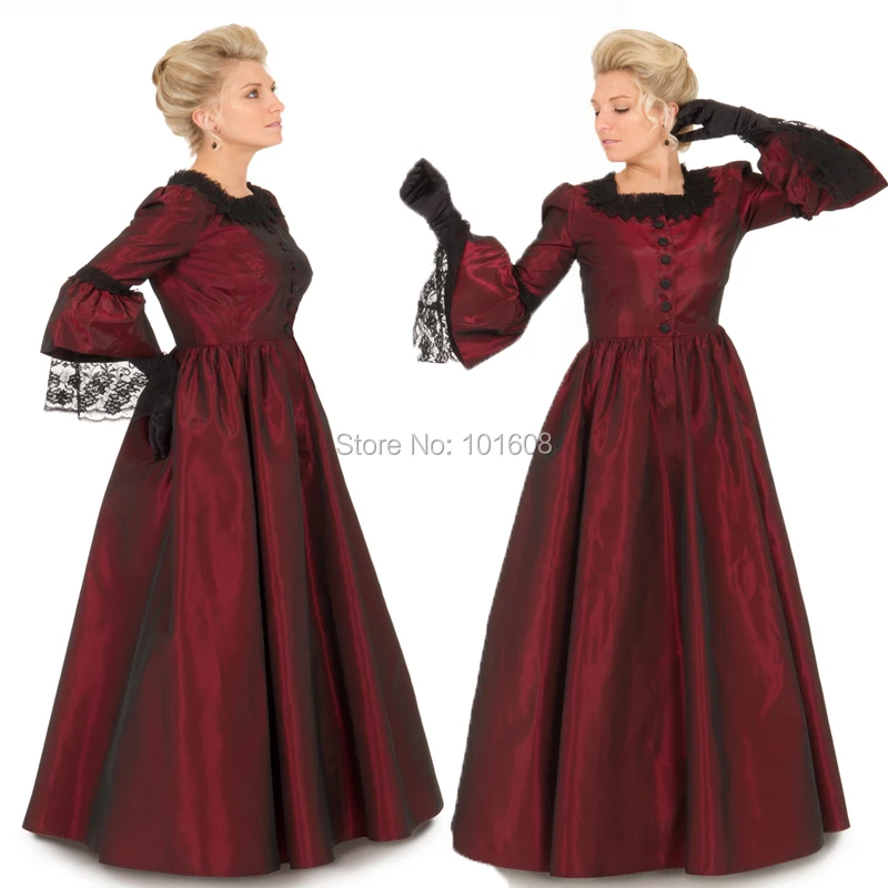 New Arrival!Elegant Wine Taffeta Victorian dresses 1860s Civil War Gown Historical dresses Retro regency Ruffles dress HL-118
New Arrival!Elegant Wine Taffeta Victorian dresses 1860s Civil War Gown Historical dresses Retro regency Ruffles dress HL-118