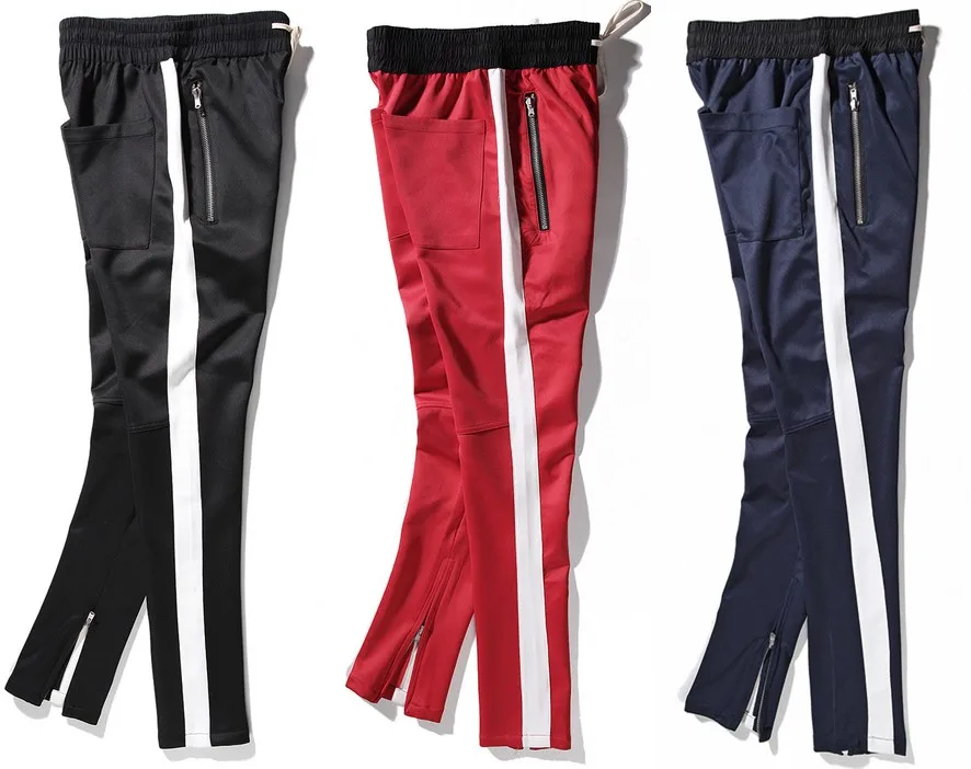 

Black Icon 2018 New Zipper Decoration Pants Hiphop Fashion jogger urban clothing jogger justin bieber pants Black red blue