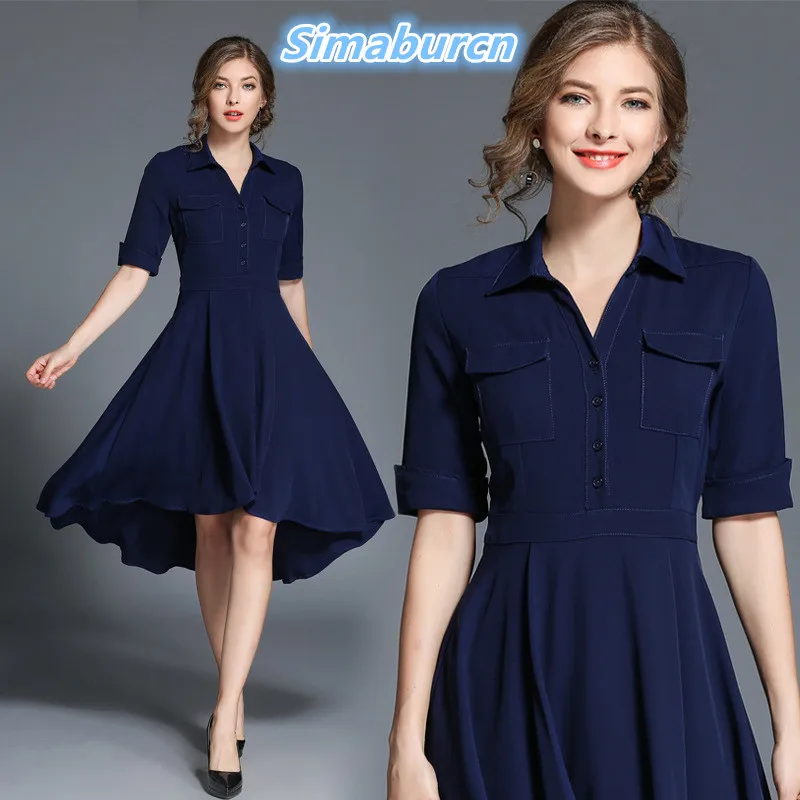 European Brand Womens Irregular Dress Clothing Summer Midi Waist Femme Vintage A-Line Blue Half Sleeve Dresses Vestidos Ladies
European Brand Womens Irregular Dress Clothing Summer Midi Waist Femme Vintage A-Line Blue Half Sleeve Dresses Vestidos Ladies