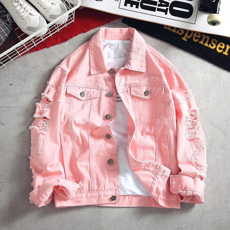 Men's Jacket Jeans 2019 Cotton Ripped Hole Fashion Plus Size 5XL 4XL M Outwear Clothings Pink Black Jackets
Men's Jacket Jeans 2019 Cotton Ripped Hole Fashion Plus Size 5XL 4XL M Outwear Clothings Pink Black Jackets