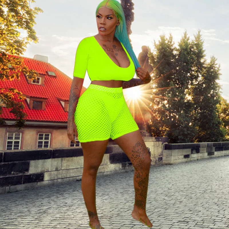 Женский флуоресцентный костюм Adogirl однотонный комплект из двух предметов: топ с