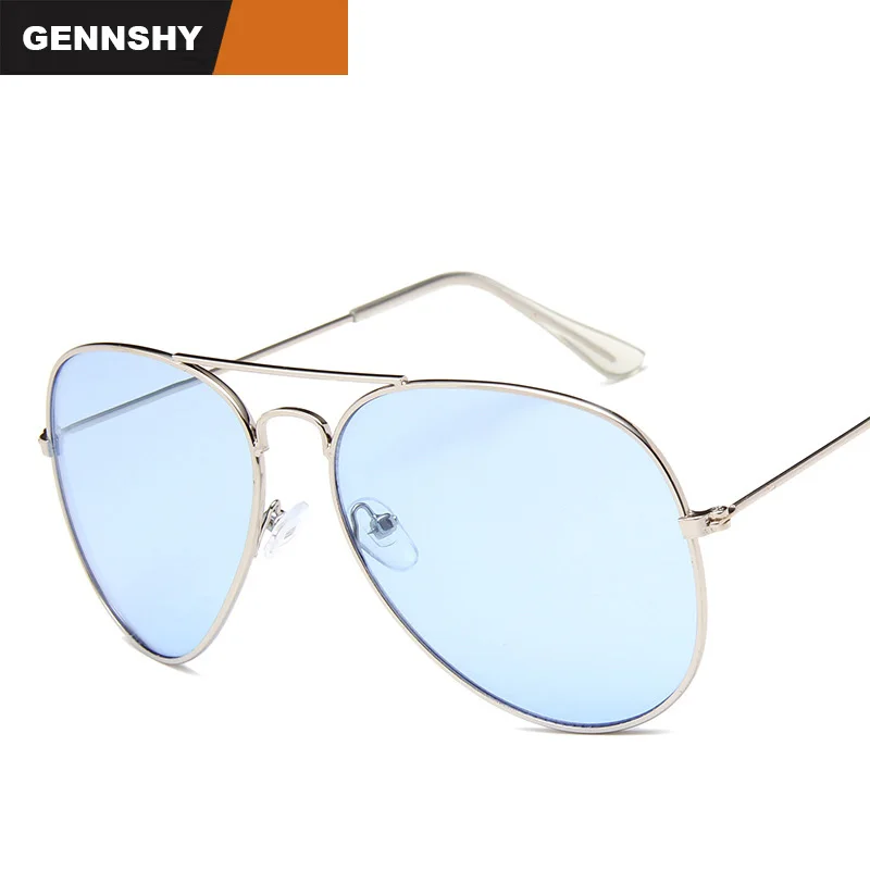 

2020 Fashion Metal Sunglasses Man Retro Brand Design Pilot Eyeglasses Silver Frame Transparent Blue Ocean Lenses Free Shipping