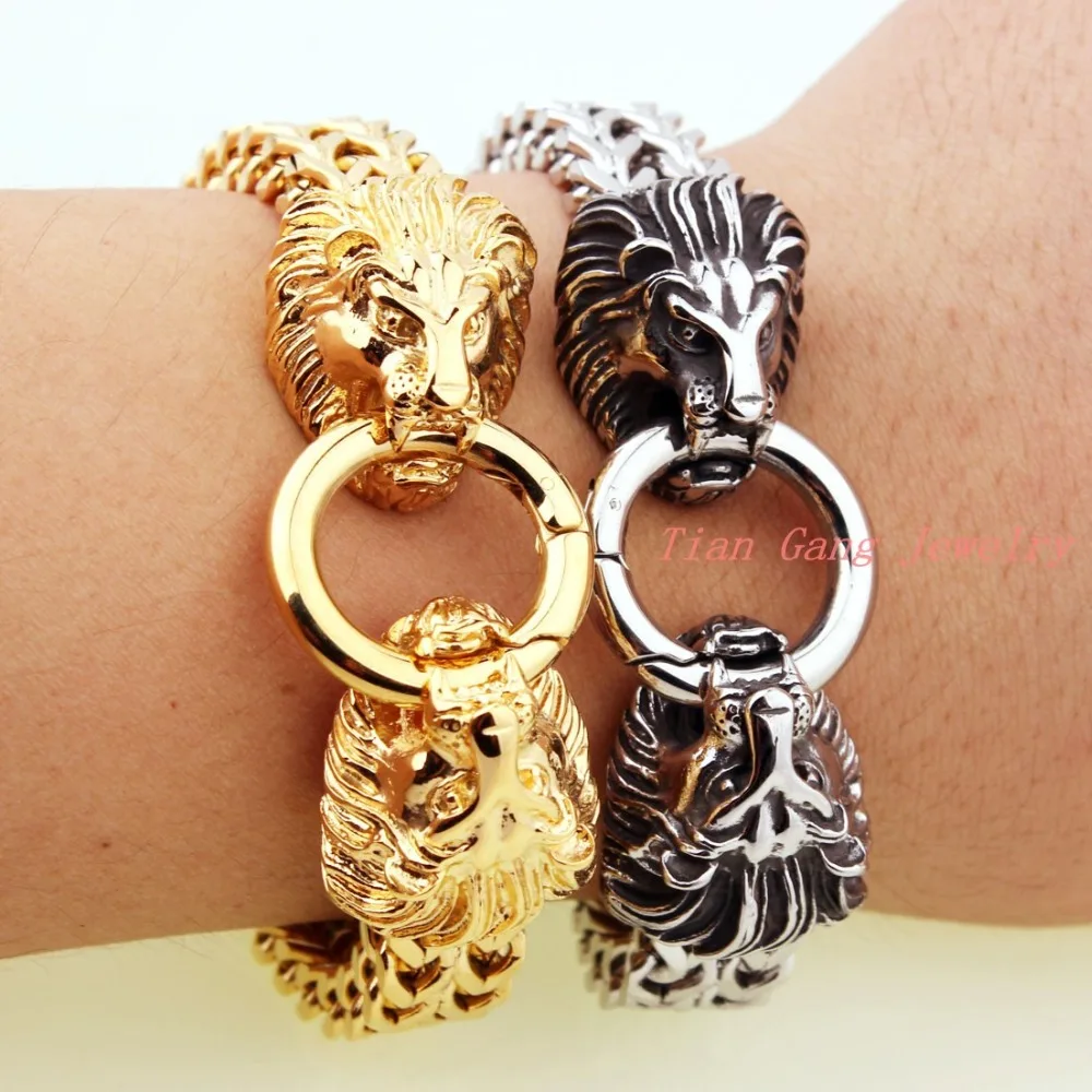 Fashion Genuine Vintage Silver Color Gold Color Lion Head Stainless Steel Bracelet For Men Punk Wrap Man Bracelet
Fashion Genuine Vintage Silver Color Gold Color Lion Head Stainless Steel Bracelet For Men Punk Wrap Man Bracelet