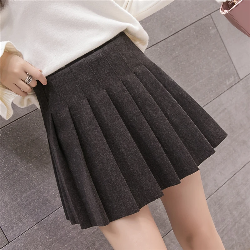 New Autumn Winter Woolen Skirts High Waist A-Line Pleated Mini Skirt Korean Preppy Style Women Skirts Gray/Black
New Autumn Winter Woolen Skirts High Waist A-Line Pleated Mini Skirt Korean Preppy Style Women Skirts Gray/Black