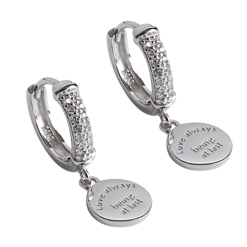 BITWBI Authentic S925 Sterling Silver Micro Diamond Geometric English Tag Fashion Charm Woman Earrings Silver Jewelry Gift
BITWBI Authentic S925 Sterling Silver Micro Diamond Geometric English Tag Fashion Charm Woman Earrings Silver Jewelry Gift