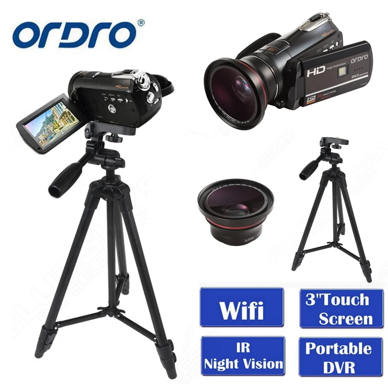 ORDRO HDV D395 портативные видеокамеры ночного видения Full HD 1080P 18X 3 0 "сенсорный экран