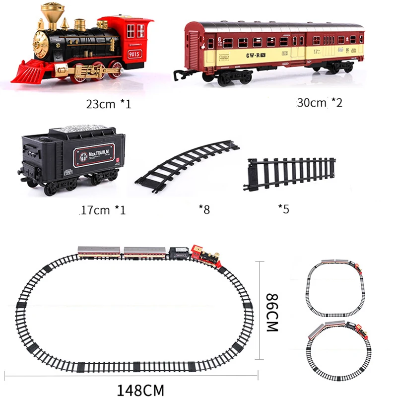 Classic Luxury Simulated Steam Train With Track Model Toy Boys Birthday Gift Simulated Big Rail Freight Train Toys for Children
Classic Luxury Simulated Steam Train With Track Model Toy Boys Birthday Gift Simulated Big Rail Freight Train Toys for Children