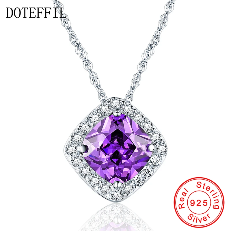 Solid 925 Sterling Silver Women Necklace New Flickering Purple Zircon Design Ladies Pendant Necklaces Female Jewelry
Solid 925 Sterling Silver Women Necklace New Flickering Purple Zircon Design Ladies Pendant Necklaces Female Jewelry