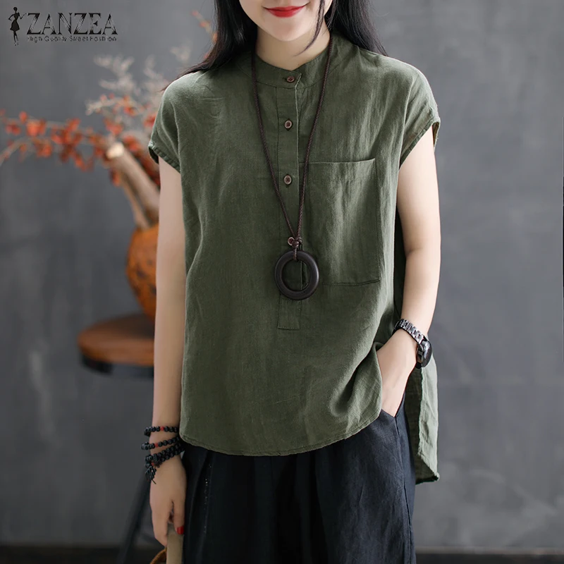 2022 ZANZEA Summer Women Elegant Short Sleeve Blouse Casual Work OL Buttons Solid Cotton Linen Shirt Loose Irregular Hem Top
2022 ZANZEA Summer Women Elegant Short Sleeve Blouse Casual Work OL Buttons Solid Cotton Linen Shirt Loose Irregular Hem Top