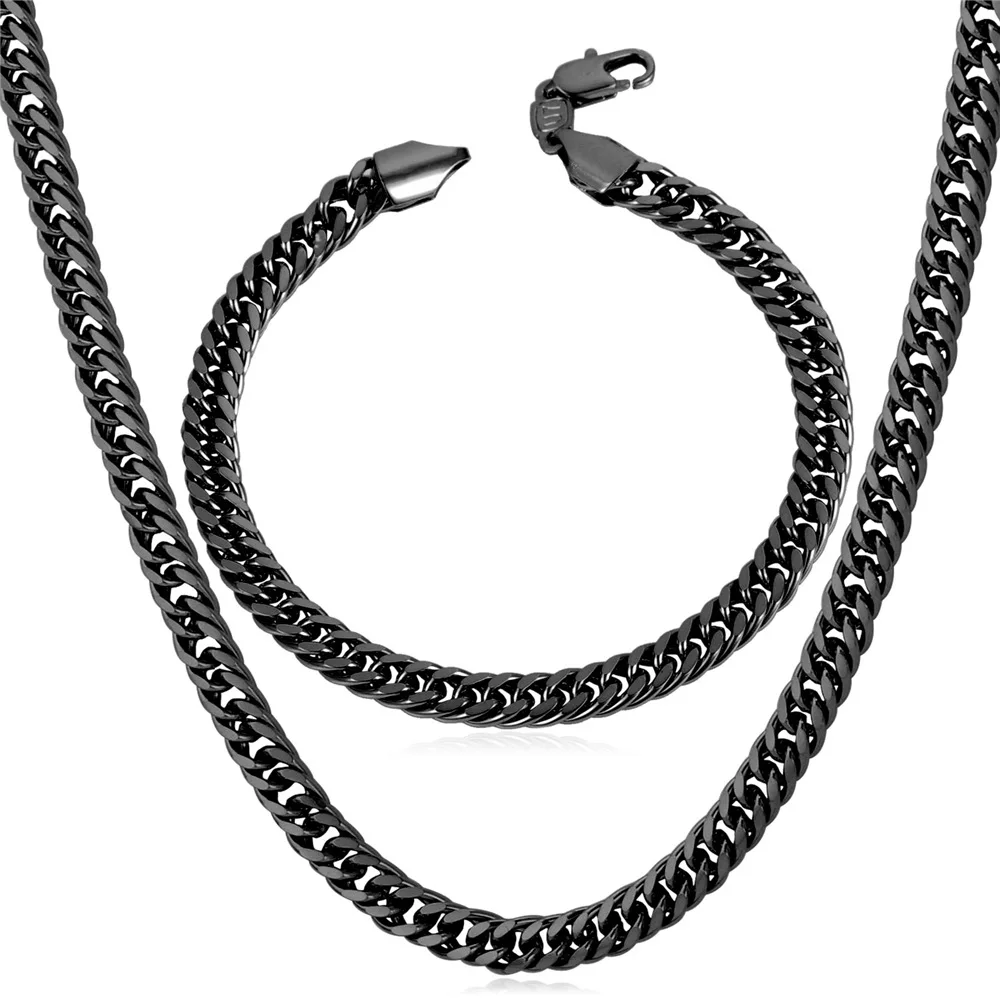 Black 6MM Chain Bracelet And Necklace Men Jewelry Set Black Gun Color Dubai Mens Jewelry Set 2016 New NH843
Black 6MM Chain Bracelet And Necklace Men Jewelry Set Black Gun Color Dubai Mens Jewelry Set 2016 New NH843