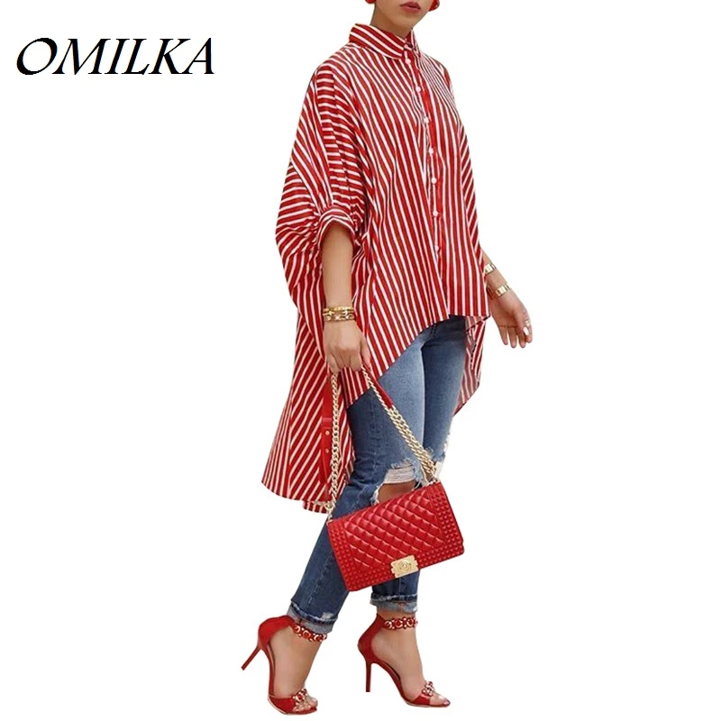 OMILKA Hi Low Shirt 2018 Summer Women Batwing Sleeve Striped Printed Boyfriend Front Short Back Long Cardigan OL Shirt Red
OMILKA Hi Low Shirt 2018 Summer Women Batwing Sleeve Striped Printed Boyfriend Front Short Back Long Cardigan OL Shirt Red