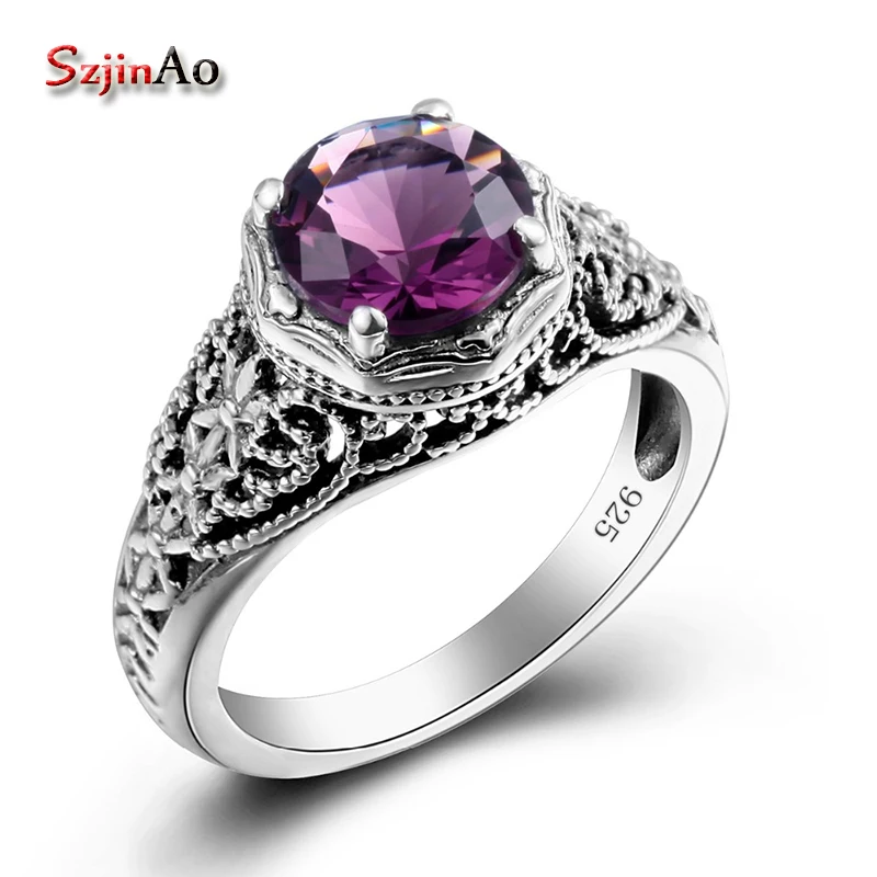 Szjinao Fashion Purple Silver Jewelry Amethyst Rings for Women USA Female Rings Vintage 925 Sterling Silver Jewelry
Szjinao Fashion Purple Silver Jewelry Amethyst Rings for Women USA Female Rings Vintage 925 Sterling Silver Jewelry