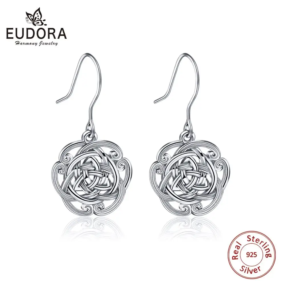 EUDORA Genuine 925 Sterling Silver Rose Celtics Knot Drop Earring Flower Dangle Earrings for Women Fine Silver Jewelry CYE016
EUDORA Genuine 925 Sterling Silver Rose Celtics Knot Drop Earring Flower Dangle Earrings for Women Fine Silver Jewelry CYE016