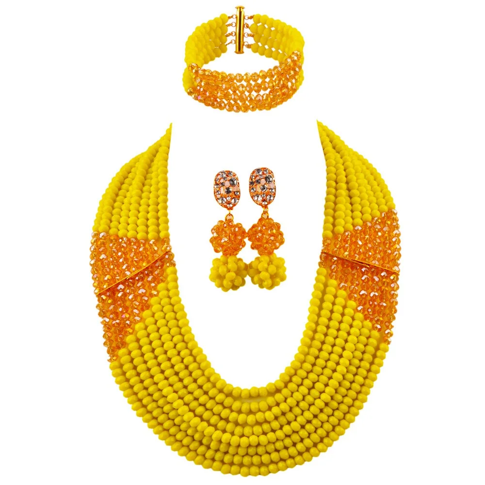 Opaque Yellow Champagne Gold AB African Necklace Jewelry Set Crystal Beaded Nigerian Beads Wedding Jewelry Sets 8LBJZ07
Opaque Yellow Champagne Gold AB African Necklace Jewelry Set Crystal Beaded Nigerian Beads Wedding Jewelry Sets 8LBJZ07