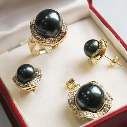 Hot selling> Gorgeous Black Shell Pearl Necklace Earrings Ring Sets+ Chain NEW NEW -Bride jewelry free shipping
Hot selling> Gorgeous Black Shell Pearl Necklace Earrings Ring Sets+ Chain NEW NEW -Bride jewelry free shipping