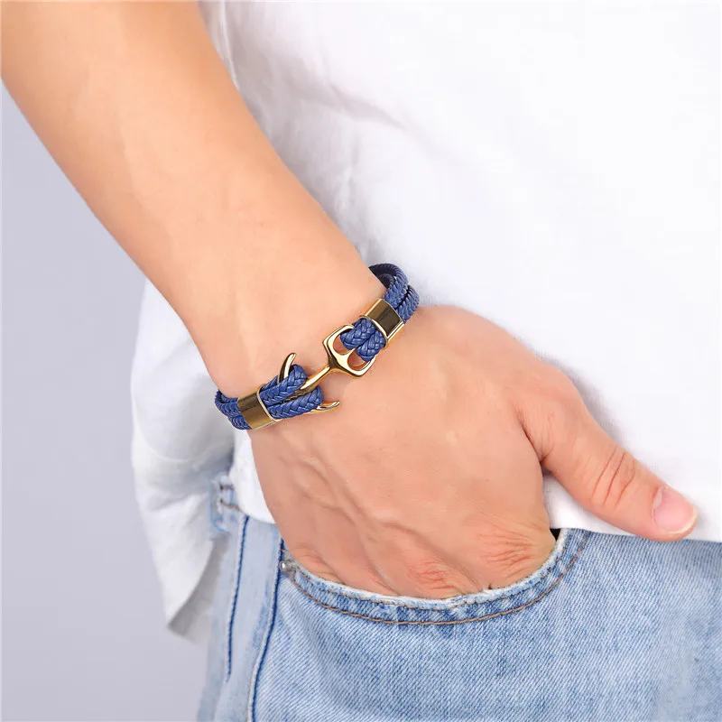 Многослойный кожаный браслет для мужчин плетеный мужской ручной работы со