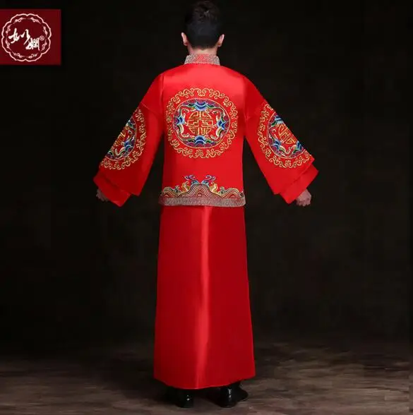 Show men's clothing pratensis chinese style wedding Gown red embroidery groom evening Long gown kimono jacket tang suit costume
Show men's clothing pratensis chinese style wedding Gown red embroidery groom evening Long gown kimono jacket tang suit costume