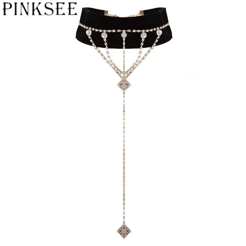 PINKSEE 1 Pc Black Velvet Choker Necklace With Long Crystal Tassel Chain Drop Fashion Gothic Elegant Jewelry Party Gifts
PINKSEE 1 Pc Black Velvet Choker Necklace With Long Crystal Tassel Chain Drop Fashion Gothic Elegant Jewelry Party Gifts