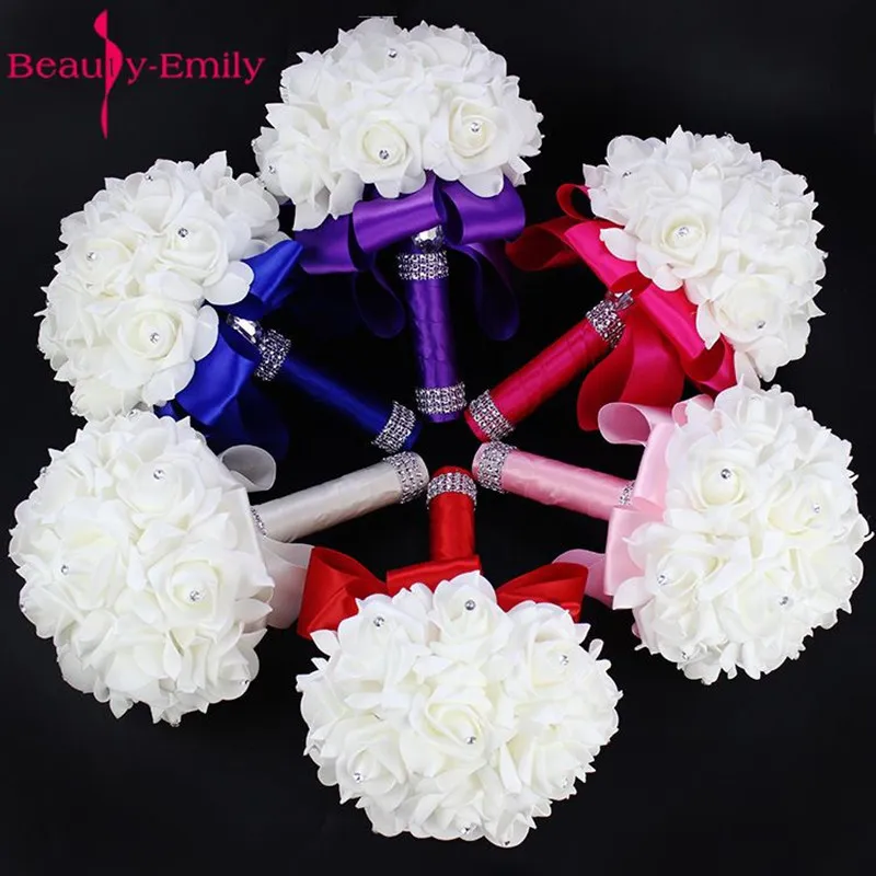 Bridesmaid Wedding Decoration Foam Flowers Rose Bridal Bouquet White Satin Romantic Wedding Bouquet Many Colors Available
Bridesmaid Wedding Decoration Foam Flowers Rose Bridal Bouquet White Satin Romantic Wedding Bouquet Many Colors Available