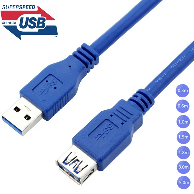 

USB 3.0 A Male AM to USB 3.0 A Female AF USB3.0 Extension Cable 0.3m 0.6m 1m 1.5m 1.8m 3m 5m 1ft 2ft 3ft 5ft 6ft 10ft 3 5 Meters