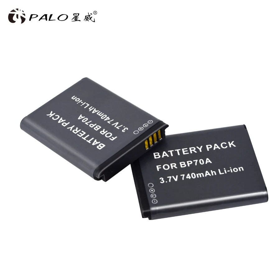 Аккумулятор PALO 2 шт. Женский аккумулятор BP70A для SAMSUNG AQ100 DV150F ES65 ES67 ES70 ES71 ES73 ES74 ES75 ES80