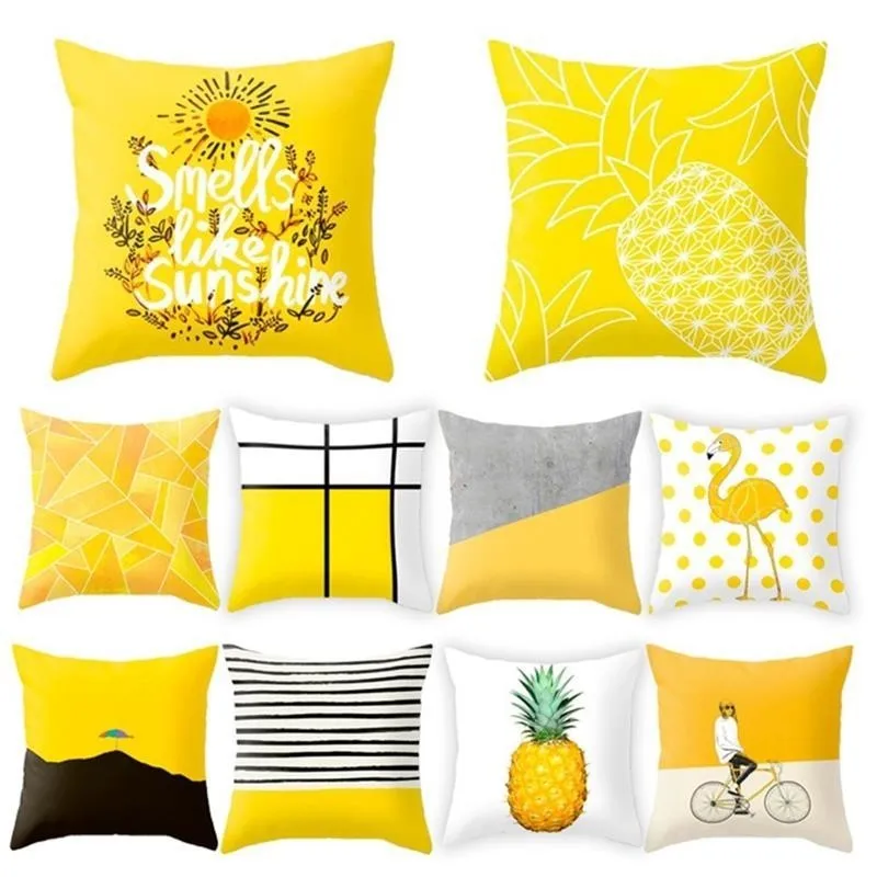 Желтый лист ананаса геометрический Чехол на подушку для дивана и автомобиля