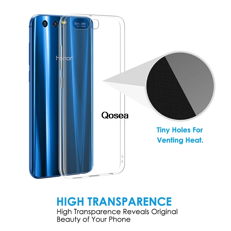 Qosea новый для Huawei Honor 9 корпус прозрачный ультра-тонкий