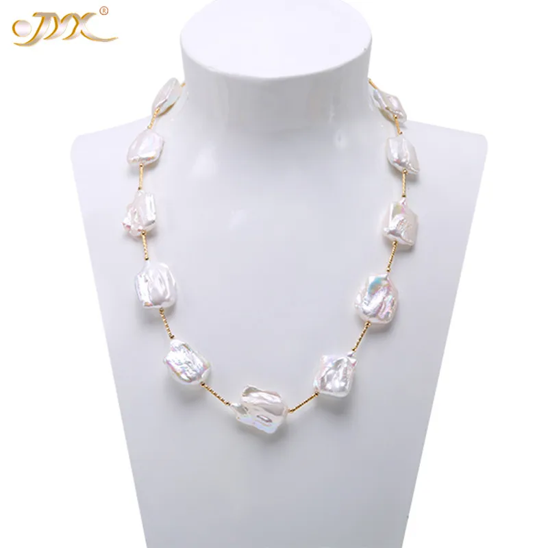 

JYX Classic White Baroque Freshwater Cultured Pearl Necklace Party Jewery for Women Gift AAA 22 Inches