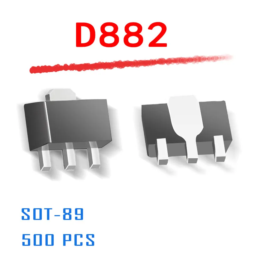 Блок питания D882 SOT-89 500 шт./лот 2SD882 sot89 npn 3A 30V smd data inside | Электроника