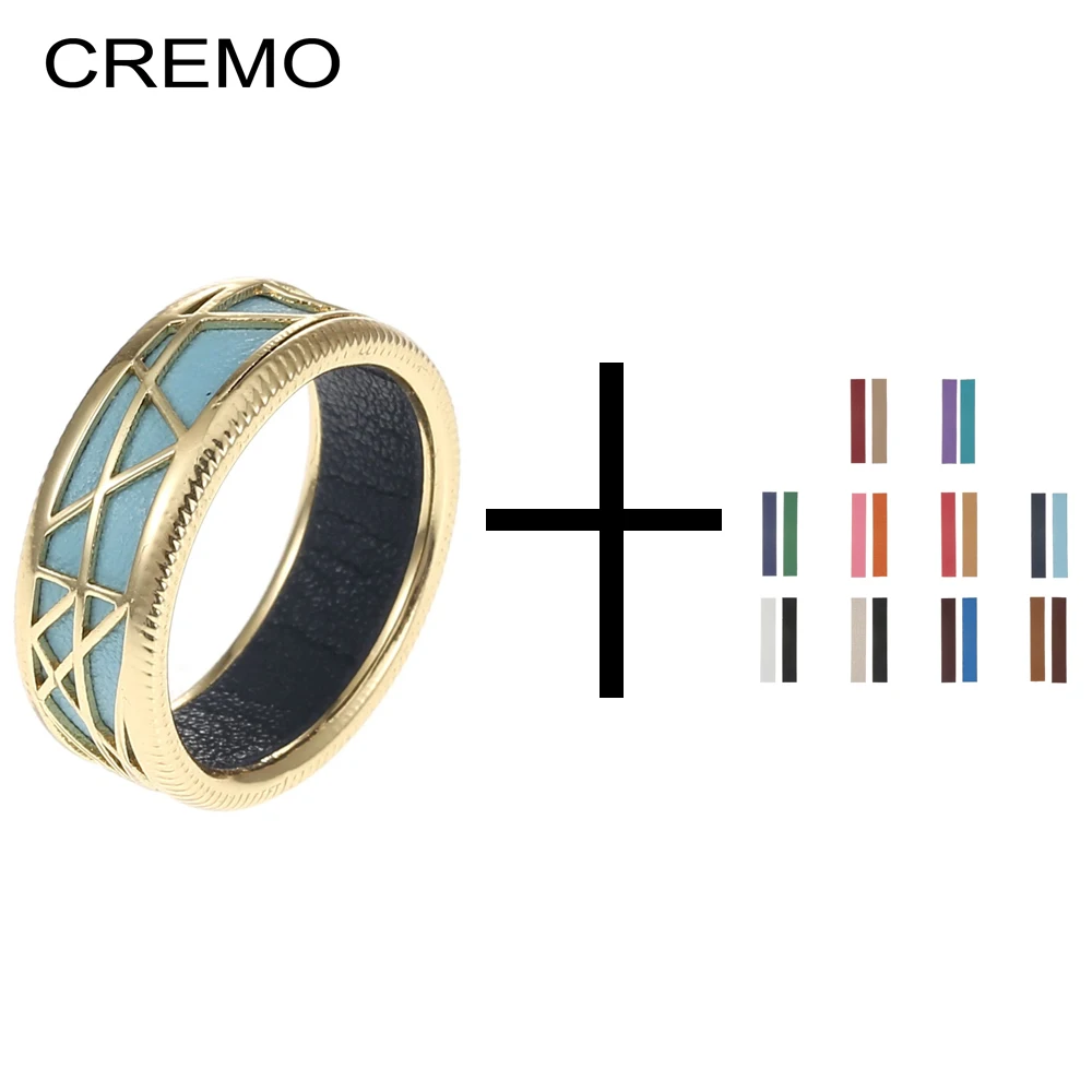 Cremo Liens золотого цвета кольцо для женщин Двусторонняя вставка кожа смесь баге