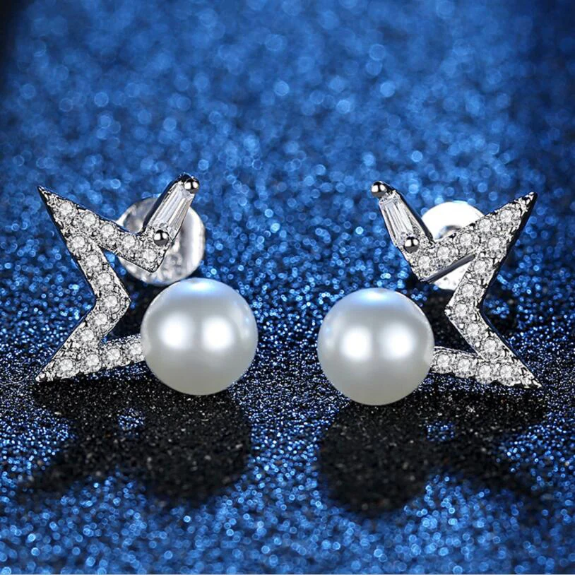 Lucky Leaf Pearl Triangle Pentagram Stud Earring For Women Man Silver Color Lover's Engagement Jewelry Earring Shipping
Lucky Leaf Pearl Triangle Pentagram Stud Earring For Women Man Silver Color Lover's Engagement Jewelry Earring Shipping