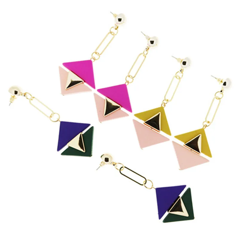 2018 New Unique Design Simple Alloy Resin Geometric Triangle Pendant Statement Earrings Women Fashion Long Style Charm Brincos
2018 New Unique Design Simple Alloy Resin Geometric Triangle Pendant Statement Earrings Women Fashion Long Style Charm Brincos