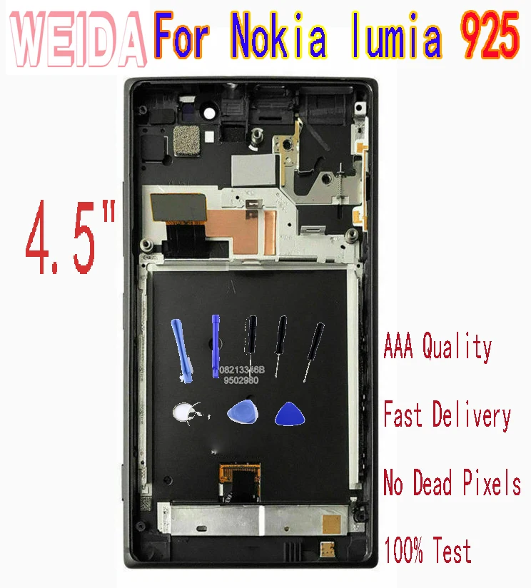 WEIDA 4.5" For Nokia lumia 925 LCD Display Touch Screen Digitizer Assembly Frame with Tool
WEIDA 4.5" For Nokia lumia 925 LCD Display Touch Screen Digitizer Assembly Frame with Tool