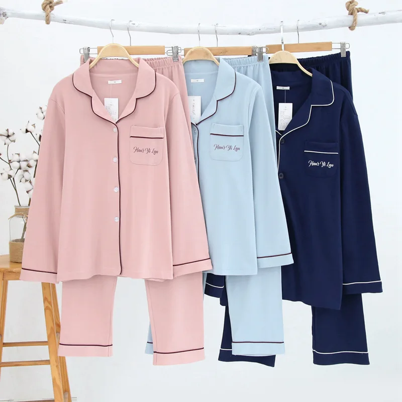 Couples Autumn Winter Knitted Cotton Pajamas 2PCS Women Men Sleepwear Long Sleeve Pants Homewear femme pijama hombre lingerie
Couples Autumn Winter Knitted Cotton Pajamas 2PCS Women Men Sleepwear Long Sleeve Pants Homewear femme pijama hombre lingerie