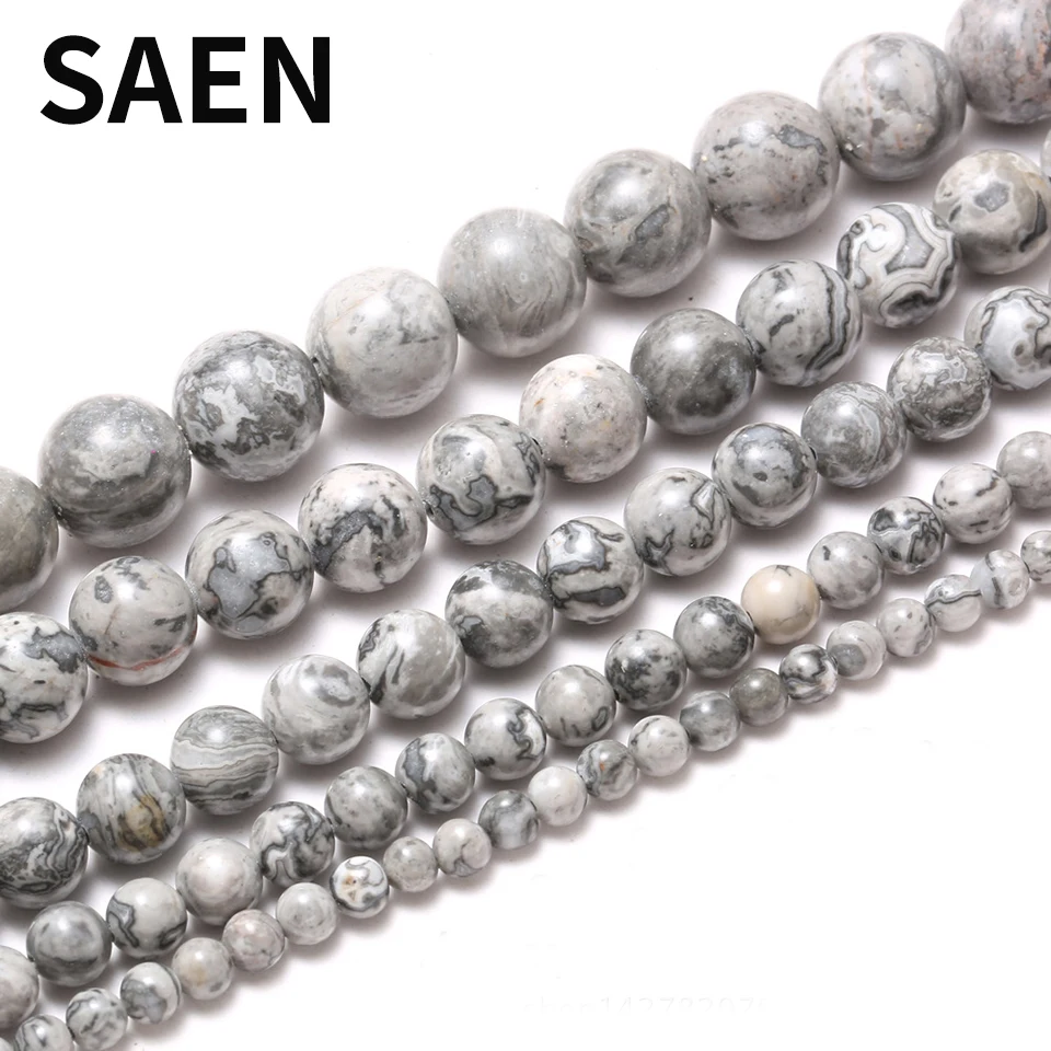 SAEN Natural Gray Map stone Beads Diameters 4/6/8/10/12mm spacer beads For Jewelry Making For Bracelets DIY Wholesale lots bulk
SAEN Natural Gray Map stone Beads Diameters 4/6/8/10/12mm spacer beads For Jewelry Making For Bracelets DIY Wholesale lots bulk