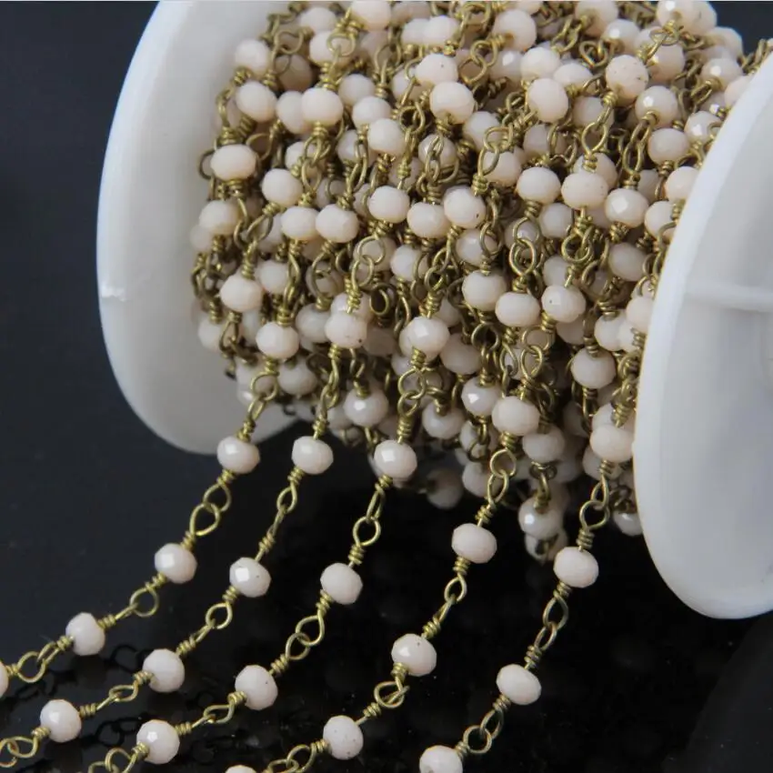 5Meter Faceted cream Crystal Glass Rondelle Chains,brass Plated Wire Wrapped Rosary Chain,Women Jewelry Findings 3x4mm
5Meter Faceted cream Crystal Glass Rondelle Chains,brass Plated Wire Wrapped Rosary Chain,Women Jewelry Findings 3x4mm