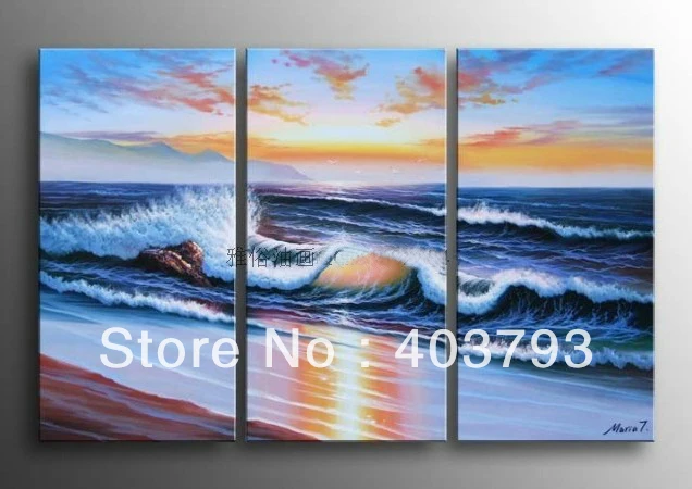 modern abstract fashion oil painting on canvas for decoration sea wave sencery free shipping