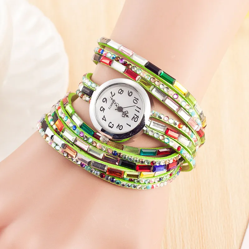 Rhinestone PU Leather Band Multilayer Bracelet watches for women Quartz Braided Winding Wrap wristwatch women Luxury Colorful
Rhinestone PU Leather Band Multilayer Bracelet watches for women Quartz Braided Winding Wrap wristwatch women Luxury Colorful