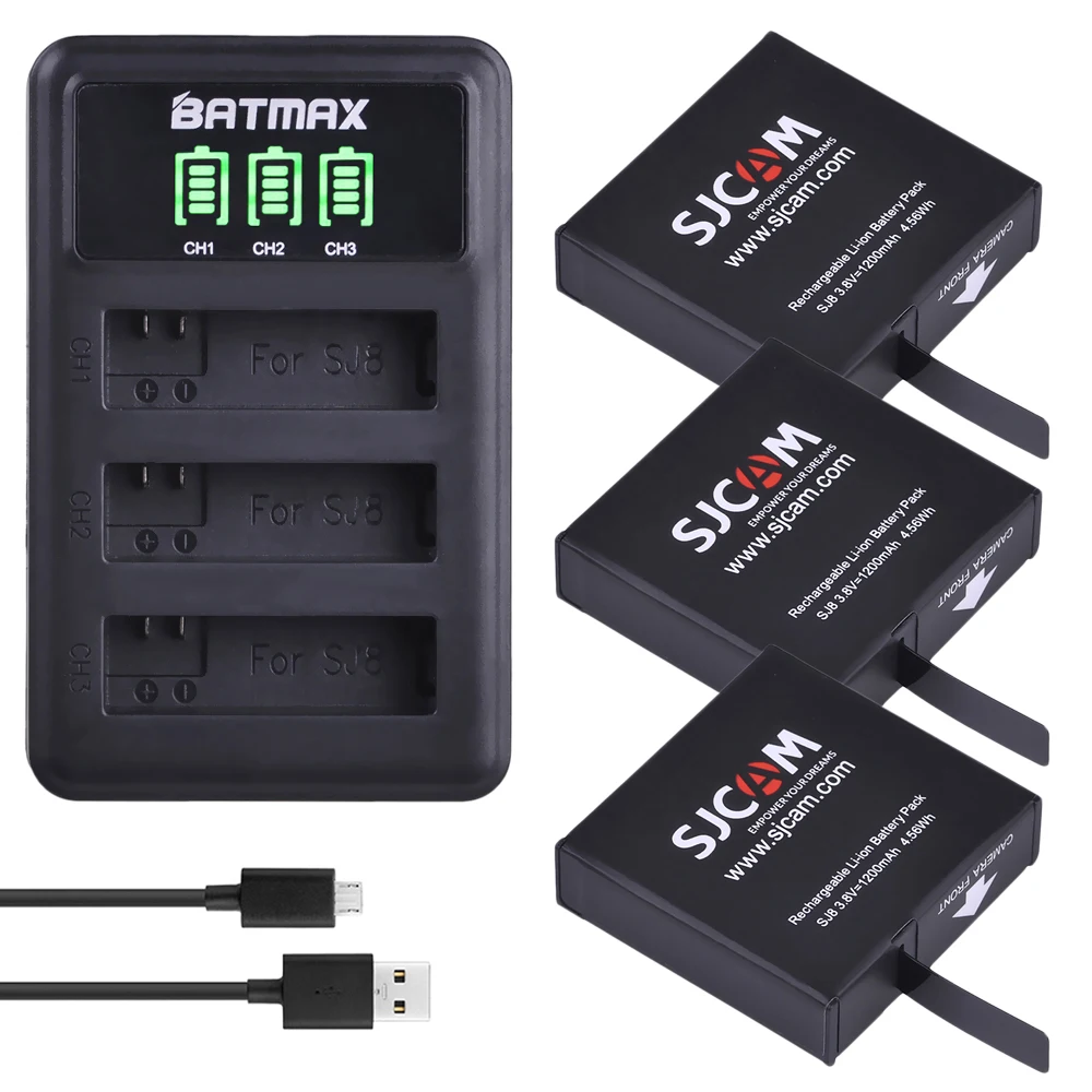 3Pcs 1200mAh Original SJCAM SJ8 Battery + LED 3Slots USB Charger for SJ8 Pro Plus Air Action Camera
3Pcs 1200mAh Original SJCAM SJ8 Battery + LED 3Slots USB Charger for SJ8 Pro Plus Air Action Camera