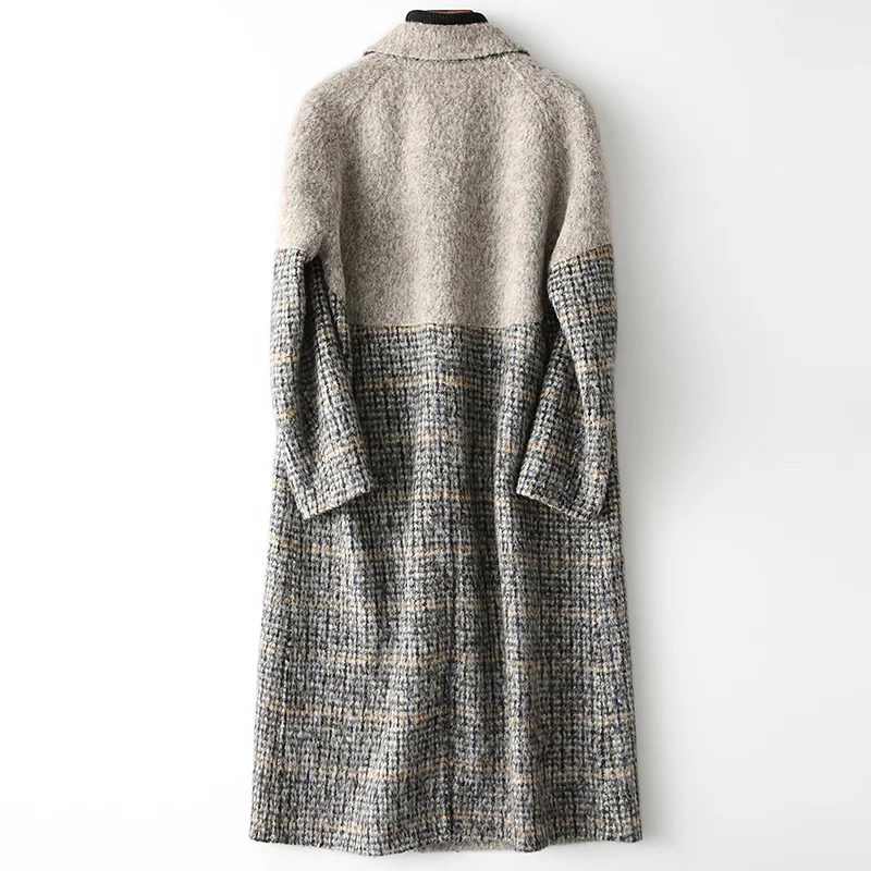 Модные шерстяные и yakwool лоскутное двойной уход за кожей лица пальто для женщин