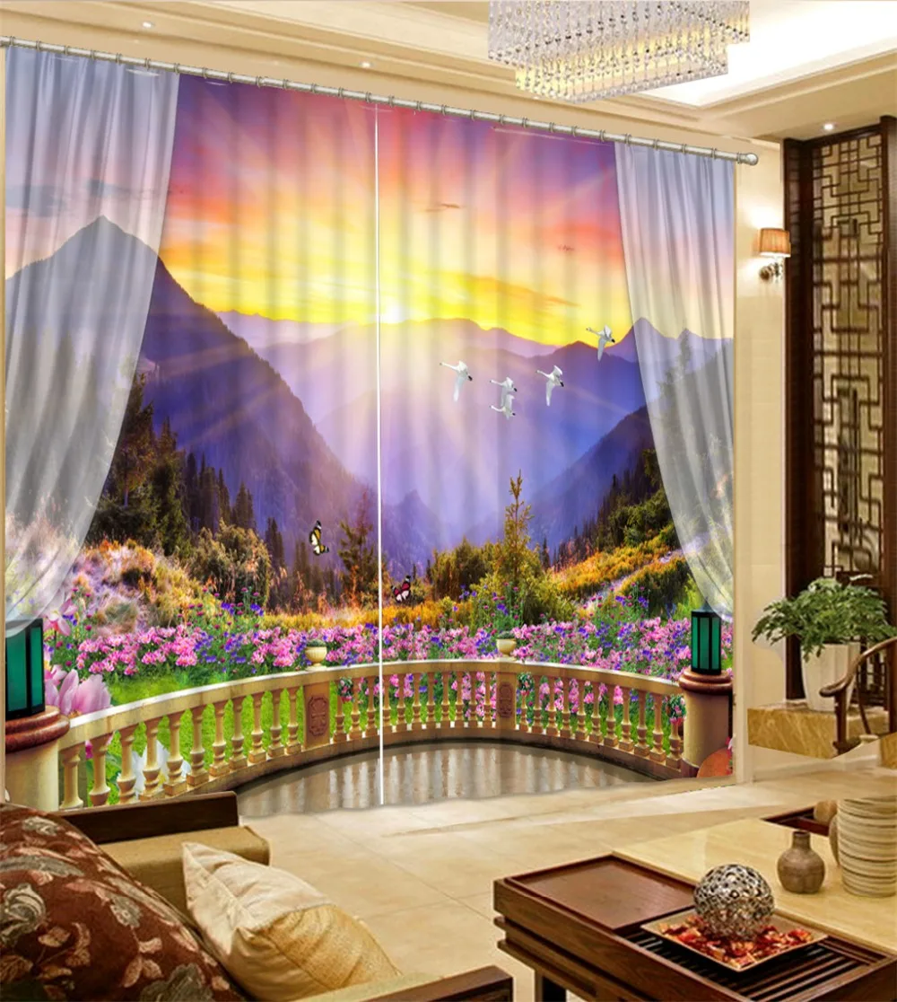 3D занавеска для балкона закат пейзаж Современная роскошь шторы s спальни