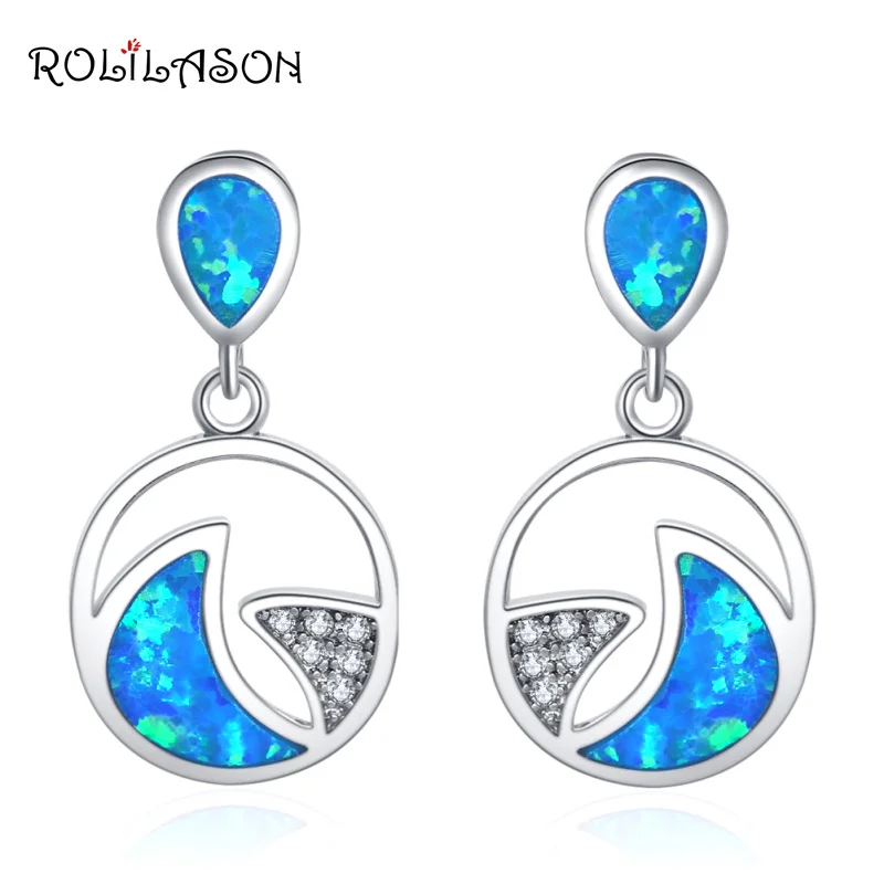 ROLILASON For women Circle pattern design Created blue fire opal Drop Earrings silver plated Earrings Wedding Jewelry OE739
ROLILASON For women Circle pattern design Created blue fire opal Drop Earrings silver plated Earrings Wedding Jewelry OE739
