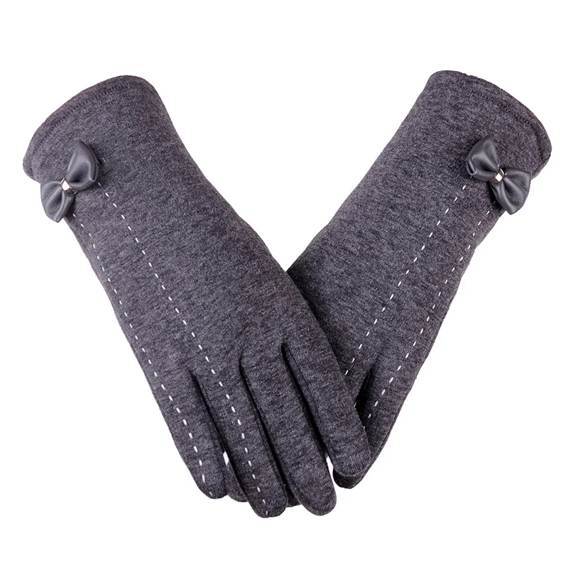 Зимние женские перчатки вязаные сенсорные бархатные плотные мягкие хлопковые