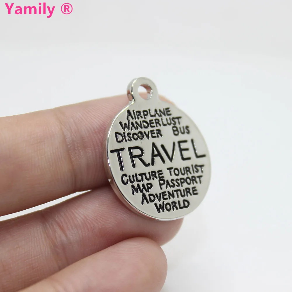 

8pcs--22mm Travel Charm High quality Alloy plating white k Travel Charms Word Collage Charms pendant pj2982