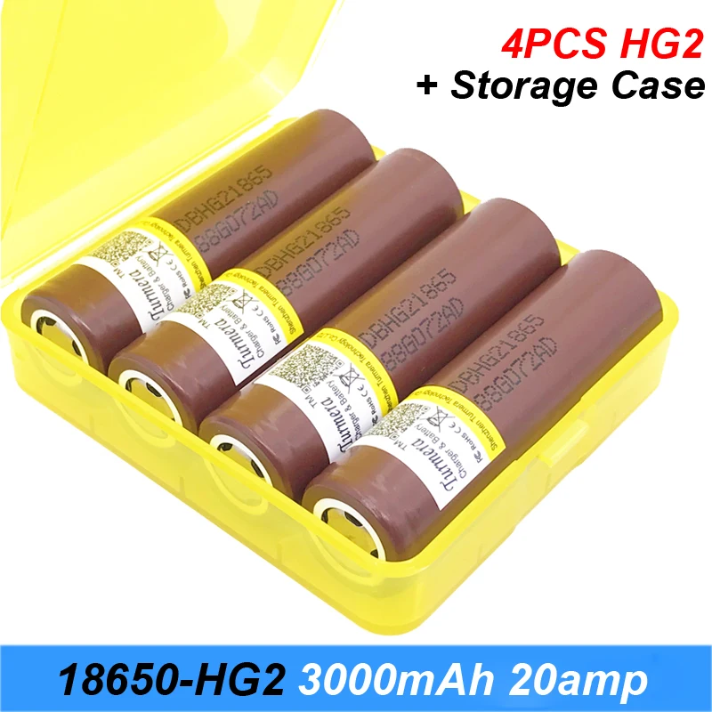 3000 батарея hg2 18650 мАч 20 Ампер мод для отвёртки и электронная сигарета 4 шт. + чехол