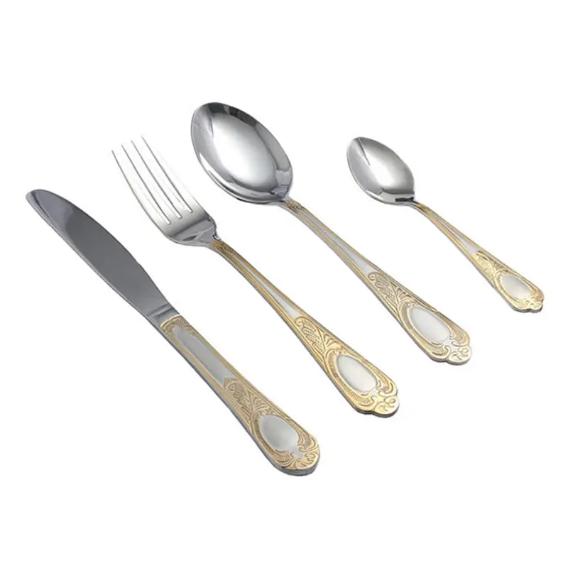 

KuBac Hommi 24pcs Luxury Gold Cutlery Set Dinnerware Set Tableware Silverware Dinner Fork Knife Silverware For 6Drop Shipping